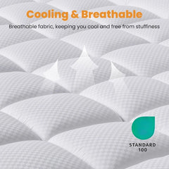 Queen Size Mattress Pad - Cooling Breathable Mattress Topper, Quilted Fitted Protector, Pillow Top Mattress