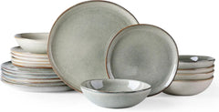 Ceramic Dinnerware Sets,Handmade Reactive Glaze Plates and Bowls Set,Highly Chip and Crack Safe Dishes Set,Service for 8 (24pc)