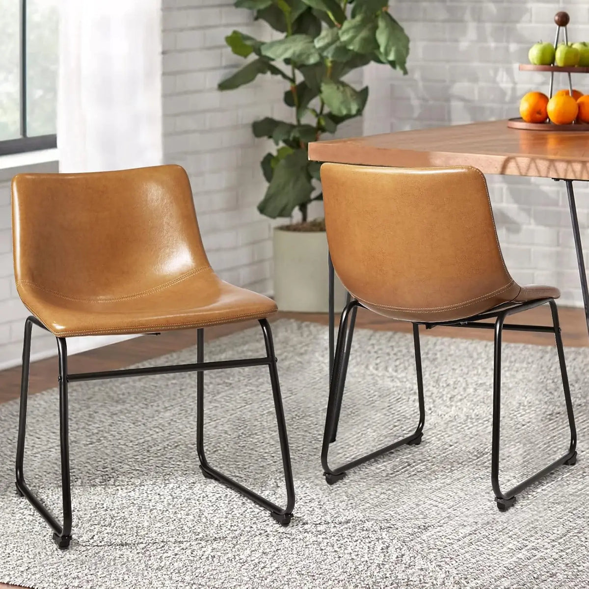 18 inch Bar Stools Set of 2,Counter Height Bar Stools with Back, Modern PU Leather Stools with Metal Leg and Footrest