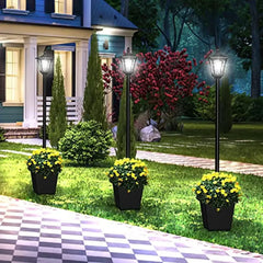 64 Inch Solar Lamp Post Light with Planter High Lumen Street Lights Waterproof IP45 Outdoor Solar Post Light Courtyard Garden