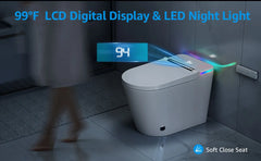 Smart Toilet with Built-In Bidet,Heated Seat,Warm Water and Dry, Foot Sensor and Night Light,Auto Flush,Wireless Remote Control