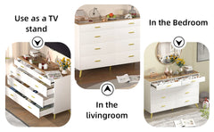 Dresser with LED Lights for Bedroom,8 Drawer Dressers with Tempered Glass Top,Chests of Drawers with 2 Grid Drawer,Living Room