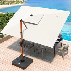10 X 13 FT Cantilever Patio Umbrella Outdoor Large Double Top Deluxe Wood Grain Heavy Duty Rectangle Offset Umbrellas