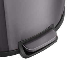 13.2 And 1.6 Gallon Trash Can Combo, D-Shape Step On Kitchen And Bathroom Trash Can, Black Stainless Steel