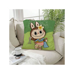 Funny Labubu Throw Pillow Cover, The Monsters Decorative Square Pillowcase Throw Cushion Case for Bedroom,Living Room,18x18 Inch