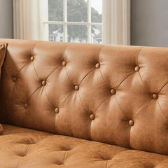 Handmade Button Tufted Leather Couch for Apartment | Office 79''W X 30''D X 30''H Home Furniture Brown Sofa Bed Sofas Living