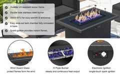 Patio Furniture Set  Fire Pit Table, Outdoor Sectional Wicker Conversation Sofa Sets  patio furniture  patio furniture set