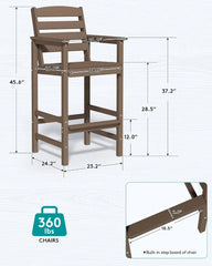Tall Adirondack Chairs Set of 2, Balcony Adirondack Chairs Set, Outdoor Bar Height Barstools Chair Set  Bistro Poolside, Garden