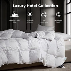 White Goose Feathers Down Comforter King Size,Premium All Season Duvet Insert,750 Fill 1200TC Power Hotel Style Bedding