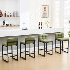 Counter Height Bar Stools Set of 4, Modern Counter Stools with Back and Thickened Metal Legs, Armless Bar Chairs for Kitchen