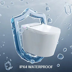 Smart Toilet with Built-In Bidet,Heated Seat,Warm Water and Dry, Foot Sensor and Night Light,Auto Flush,Wireless Remote Control