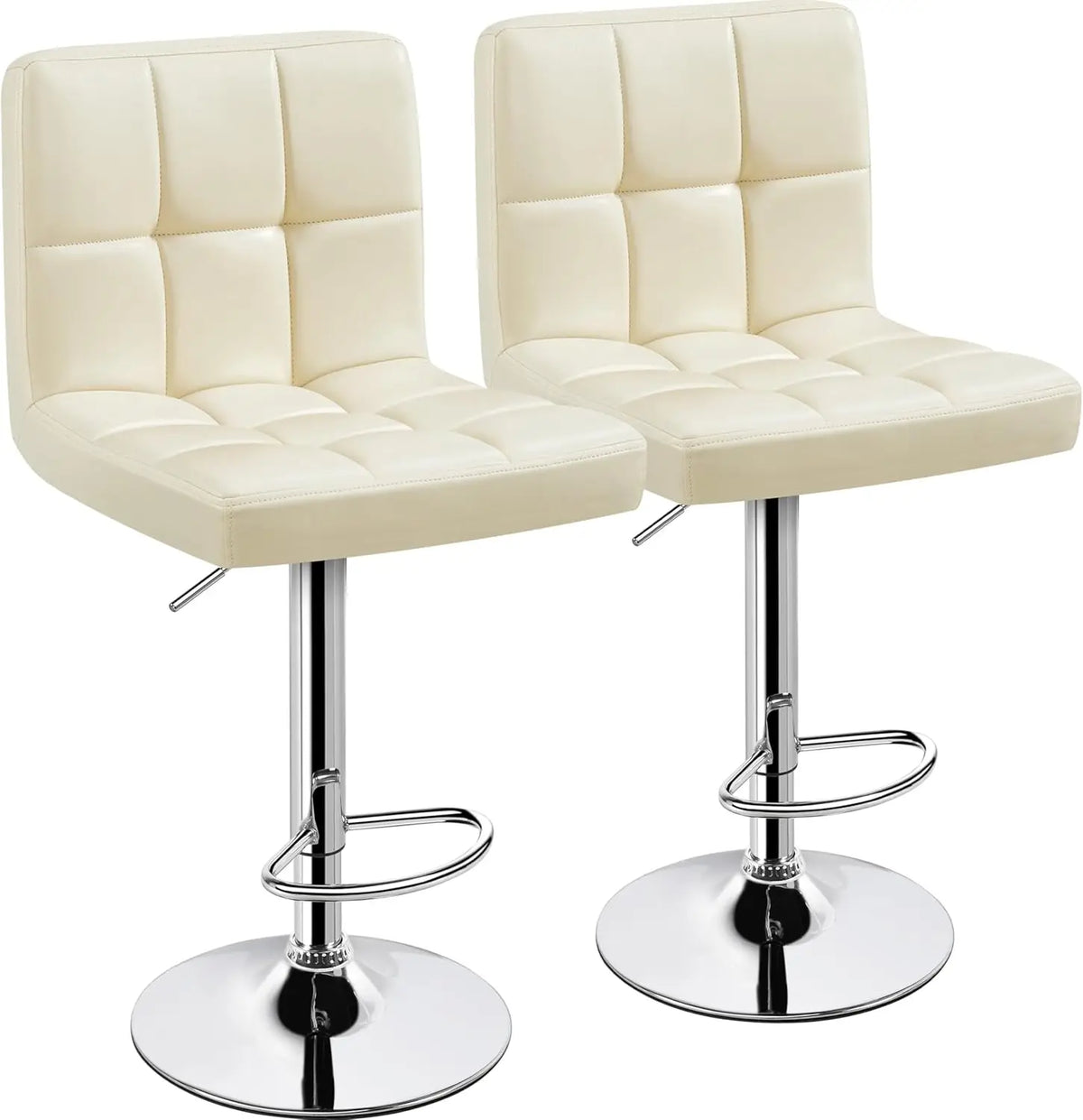 Bar Stools Set of 4, PU Leather Swivel Barstools, Height Adjustable Counter Chairs, Modern Stools with Back for Bar Kitchen