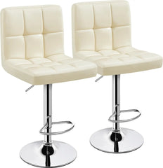 Bar Stools Set of 4, PU Leather Swivel Barstools, Height Adjustable Counter Chairs, Modern Stools with Back for Bar Kitchen