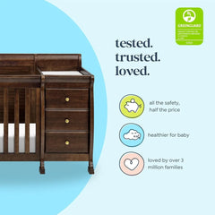 4-in-1 Convertible Baby Crib Changing Table Combo GREENGUARD Gold Certified Adjustable Height Wood Toddler Bed Daybed Full-Size