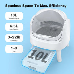 Cat Litter Box Self Cleaning, Open-Top Automatic Cat Litter Box with Safety Protection for Cats, Mat And Garbage Bags Included