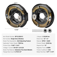 SucceBuy 1 Pair 3500/7000 lbs Electric Trailer Brake Assembly Self-Adjusting Axle Backing Plates for System Part Replacement