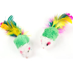 10-200Pcs False Mouse Pet Cat Toys Mini Funny Playing Toys for Indoor Cats Play Fetch with Colorful Feather Plush Cat Mice Toys
