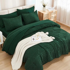 Andency California King Comforter Set Dark Emerald Green - 7 Pieces Bed in a Bag Cal King Beddding Comforter Sets, Tufted Lightw