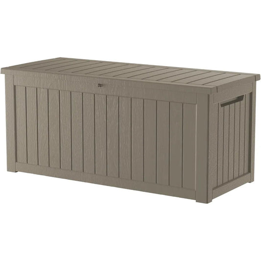 230 Gallon Lockable Resin Deck Box, Waterproof & UV-Resistant Outdoor Storage Box for Outdoor Cushion Storage and Delivery Stora