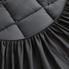 1 Pc Twin Full Queen King 350gsm Dark Grey Quilted Thin Mattress Pad With 43cm Bed Skirt Protector Cover