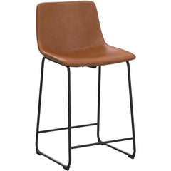 18 inch Bar Stools Set of 2,Counter Height Bar Stools with Back, Modern PU Leather Stools with Metal Leg and Footrest