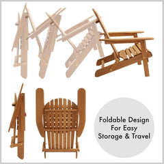 Folding Adirondack Chair, Set of 2 Cedar Wood Outdoor Fire Pit Lounge Chairs for Patio, Deck, Yard, Lawn and Garden Seating, Pa