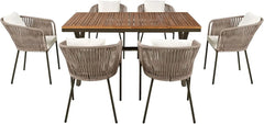 7 Piece Patio Dining Table Set, All-Weather Outdoor Furniture Set with Dining Table and Chairs for Garden, Backyard