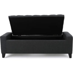 Hikaru Fabric Storage Ottoman, Dark Grey Dimensions: 20.50”D x 51.00”W x 17.00”H