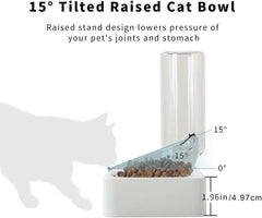 Tilted cat bowl set for food and water, high-footed bowl for puppies