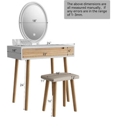 Makeup Vanity Desk with Lights, Small Vanity with Adjustable Brightness Mirror for Small Spaces, Vanity Desk with Drawers