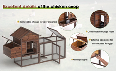 Large Wooden Chicken Coop, 160IN Outdoor Chicken Cages and Run with Nesting Boxes, Hen Run Poultry Pet House Rabbit Hutch
