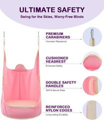 Upgraded Kids Hanging Pod Swing Chair with Inflatable Cushion, Child Hanging Hammock for Indoor and Outdoor