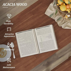 45 inch Bar Table and Chairs Set, Acacia Wood Pub Table with 2 Stools, Rectangular Counter Height Table Set for Dining Room