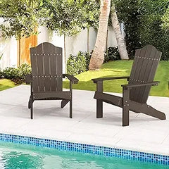 Adirondack Chairs Set of 4, White Poly Adirondack Chair, Modern Plastic Adirondack Fire Pit Chairs Weather Resistant for Patio,
