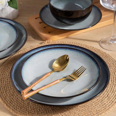Ceramic Dinnerware ,Stoneware Plates and Bowls Sets,Handmade Reactive Glaze Dishes Set,Chip Resistant and Scratch (24PCS)