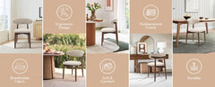 Wooden Dining Chairs Set of 6 Modern Fabric Upholstered Dining Room Chair Farmhouse Kitchen Side Chairs with Foot Pegs