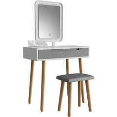 Makeup Vanity Desk with Lights, Small Vanity with Adjustable Brightness Mirror for Small Spaces, Vanity Desk with Drawers