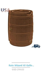 40 Gallon Flat Back Rain Barrel Durable Resin Eco-Friendly Water Collector Brass Spigot Rainwater Harvesting System Outdoor