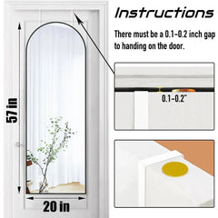 Door Hanging Full Length Mirror, Floor or Wall Mounted Metal Frame Arch Dressing Mirrors for Bedroom Bathroom Living Room