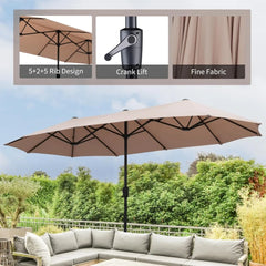 13Ft Large Patio Umbrella With Base Outdoor Double-Sided Market Extra Large Table Umbrella Outdoor Patio Easy Crank for Yard