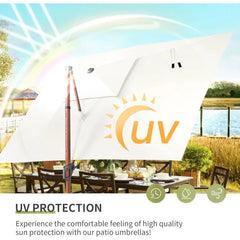 10 X 13 FT Cantilever Patio Umbrella Outdoor Large Double Top Deluxe Wood Grain Heavy Duty Rectangle Offset Umbrellas