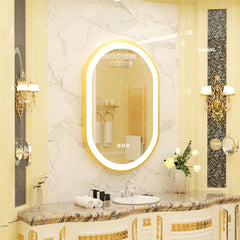 Large LED Oval Bathroom Mirror with Stepless Dimmable Lighted Vanity Mirror for Wall Mounted Vanity with Frame Anti-Fog Memory