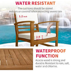 Patio Conversation Set Patio Furniture Patio Sofa and Outdoor Chat Set 4-Piece Acacia Wood Outdoor Seating Set