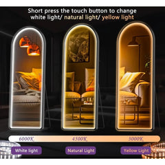 LED Full Length Mirror with Lights Arch Design,Body Mirror, Wall Mounted Mirrors, 56 "x 16"