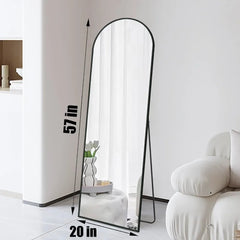 Door Hanging Full Length Mirror, Floor or Wall Mounted Metal Frame Arch Dressing Mirrors for Bedroom Bathroom Living Room