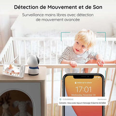 BOIFUN 1080P 5" Baby Monitor Camera, PTZ 355°Camera Baby Motion Monitoring and Automatic Tracking, Monitor and Smartphone