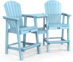 Tall Adirondack Chairs Set of 2 with Removable Double Connecting Trays,Adirondack  Bar Stools  Poly  Deck  Chair