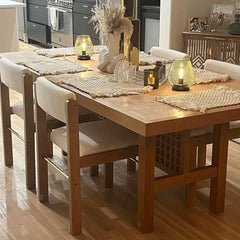 Dining Chairs, Set of 4, Upholstered Seat, Armless Side Chair W/Adjustable Back/Wood Frame, Farmhouse Dining Room Chair