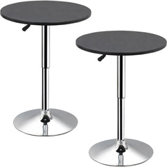 2pcs Home Bar Table Height Adjustable Pub Round Table with 360 Swivel Counter Height Bistro Table, Black