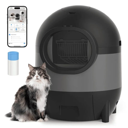 Self-Cleaning Cat Litter Box, Automatic Cat Litter Box 2.4G WiFi with APP Control, Cats LitterBox Self Cleaning, Black